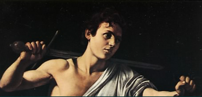Caravaggio, David with the Head of Goliath (detail, circa 1606)