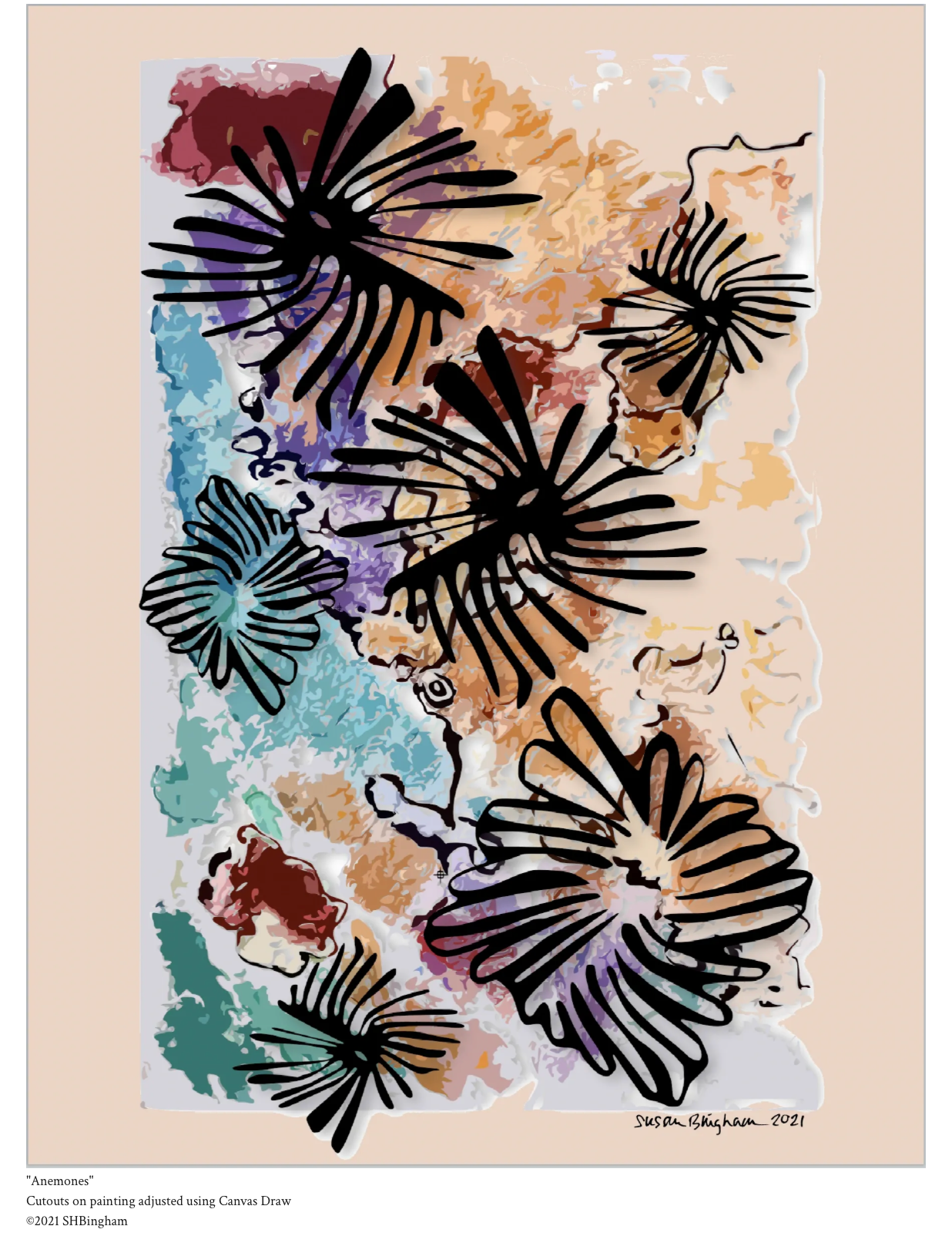 Anemones – cutouts on painting by Susan Hulsman Bingham