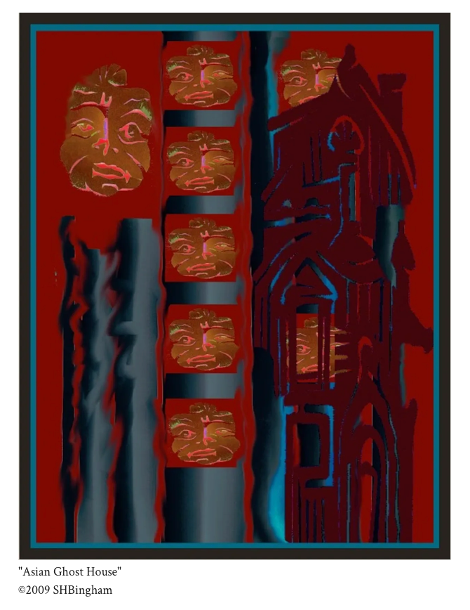 Asian Ghost House – cutouts on painting by Susan Hulsman Bingham