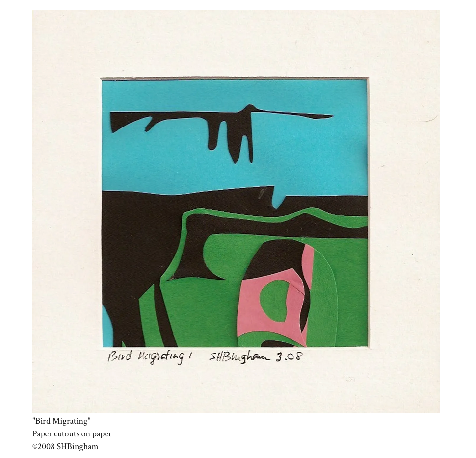 Bird Migrating – paper cutouts on paper by Susan Hulsman Bingham