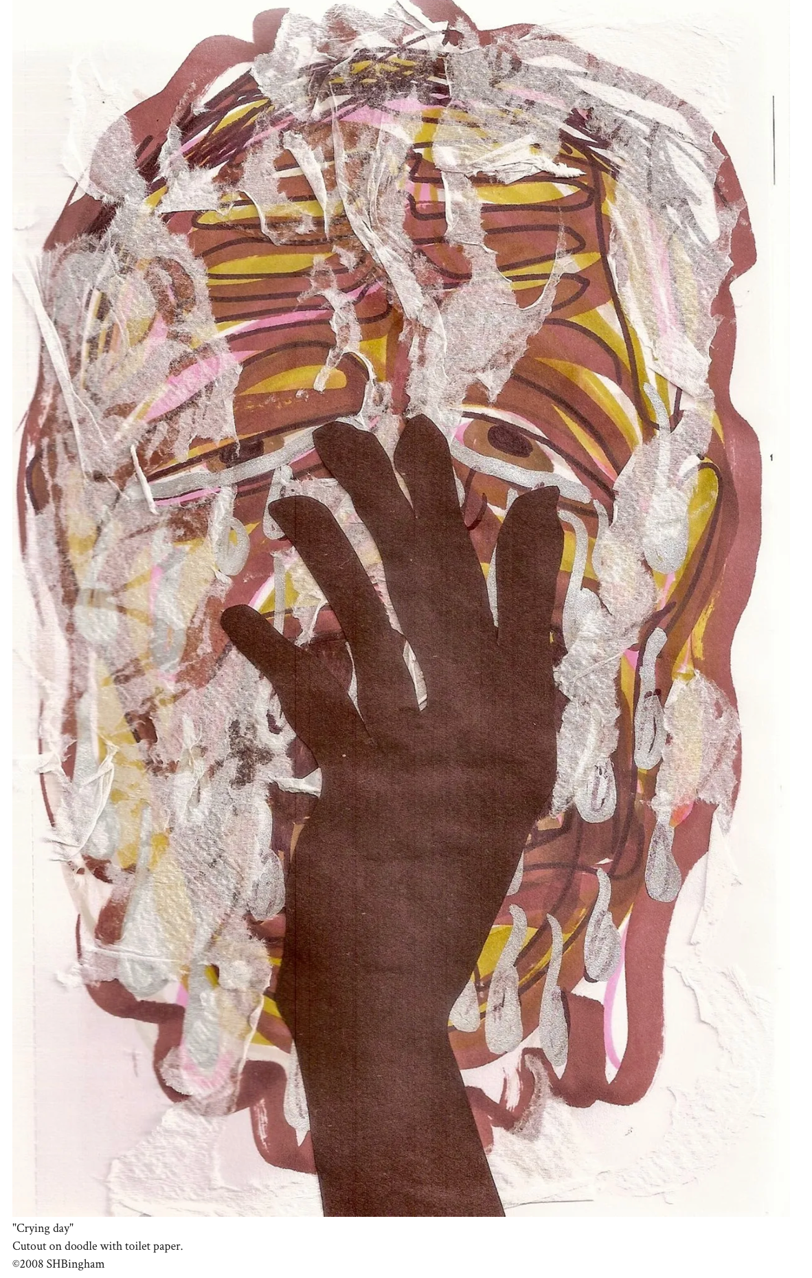 Crying Day – cutout on doodle with toilet paper by Susan Hulsman Bingham