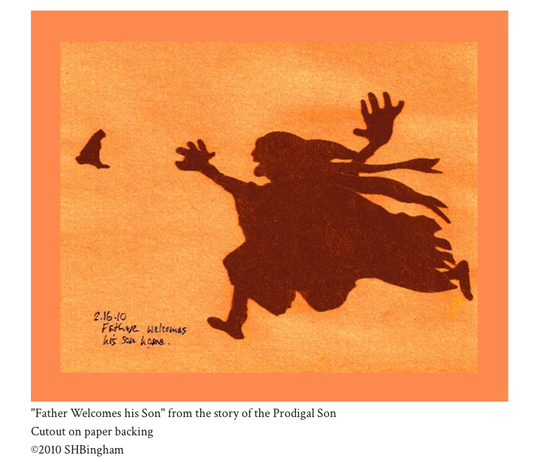 Father Welcomes His Son – cutout on paper backing by Susan Hulsman Bingham
