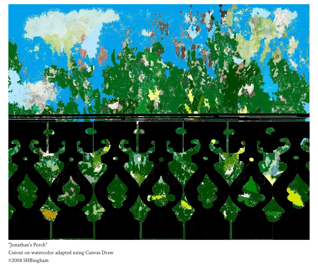 Jonathan's Porch – cutout on watercolor adapted using Canvas Draw by Susan Hulsman Bingham