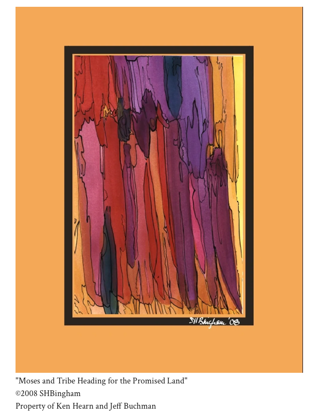 Moses and Tribe Heading for the Promised Land – watercolor by Susan Hulsman Bingham