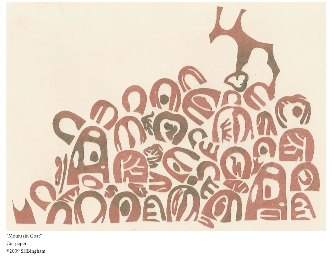 Mountain Goat – cut paper by Susan Hulsman Bingham