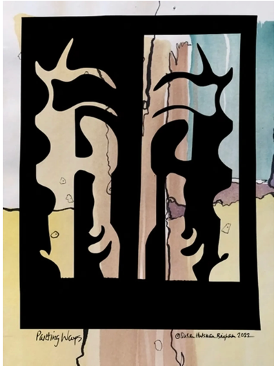 Parting Ways – cut paper and watercolor by Susan Hulsman Bingham