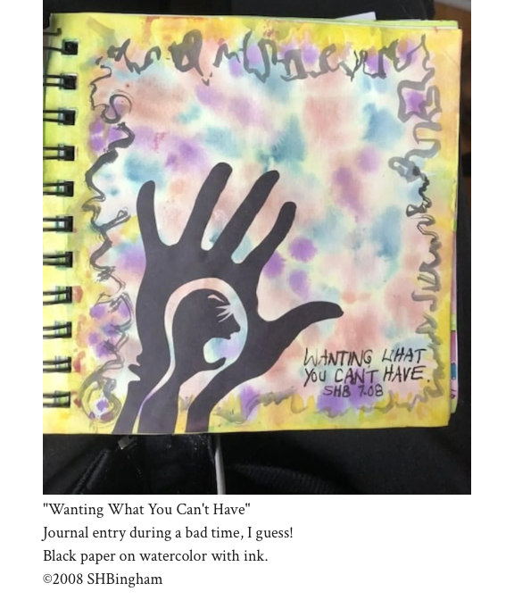 Wanting What You Can't Have – black paper on watercolor with ink by Susan Hulsman Bingham